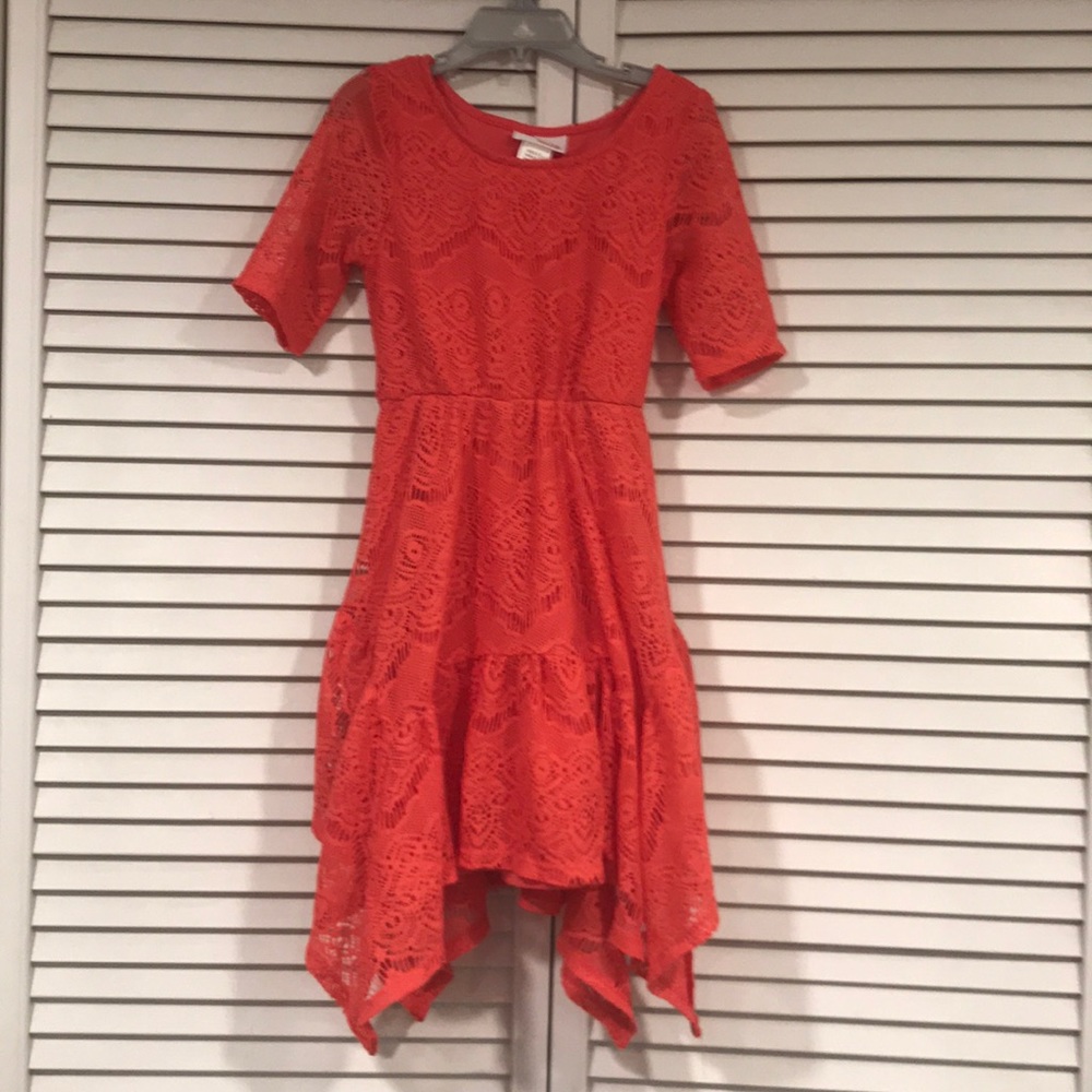 Bloome Girls  coral lined dress size 7. EUC